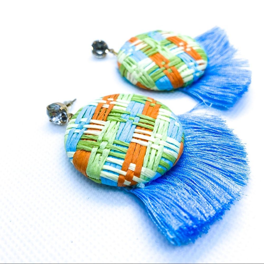 Nwt Spring Color Bohemian Circle Rhinestone Fringe Earring